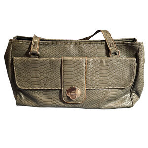 Sag Harbor gray faux snakeskin handbag